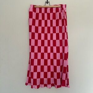 Dressed in Lal Red and Pink C’est La Vie Skirt, L
